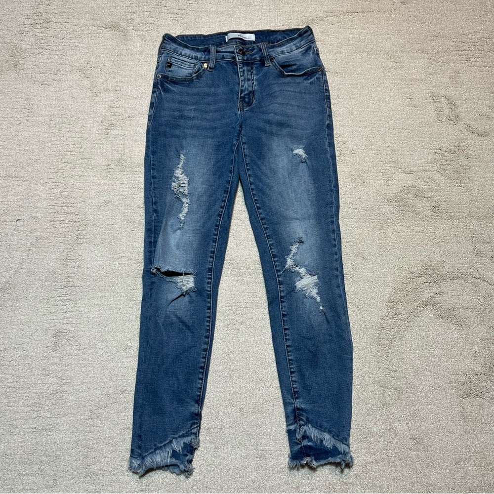 KANCAN Mid Rise Ankle Skinny Distressed KC6204M raw hem Jeans Women’s Sz.5/26 - Picture 1 of 7